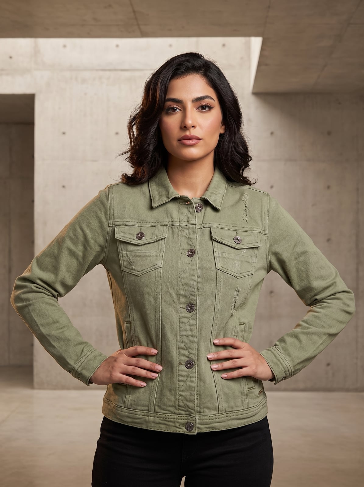 Olive Green Distressed Denim Jacket Olive Green Distressed Denim Jacket — Distressed Denim Jacket Outfits 2027