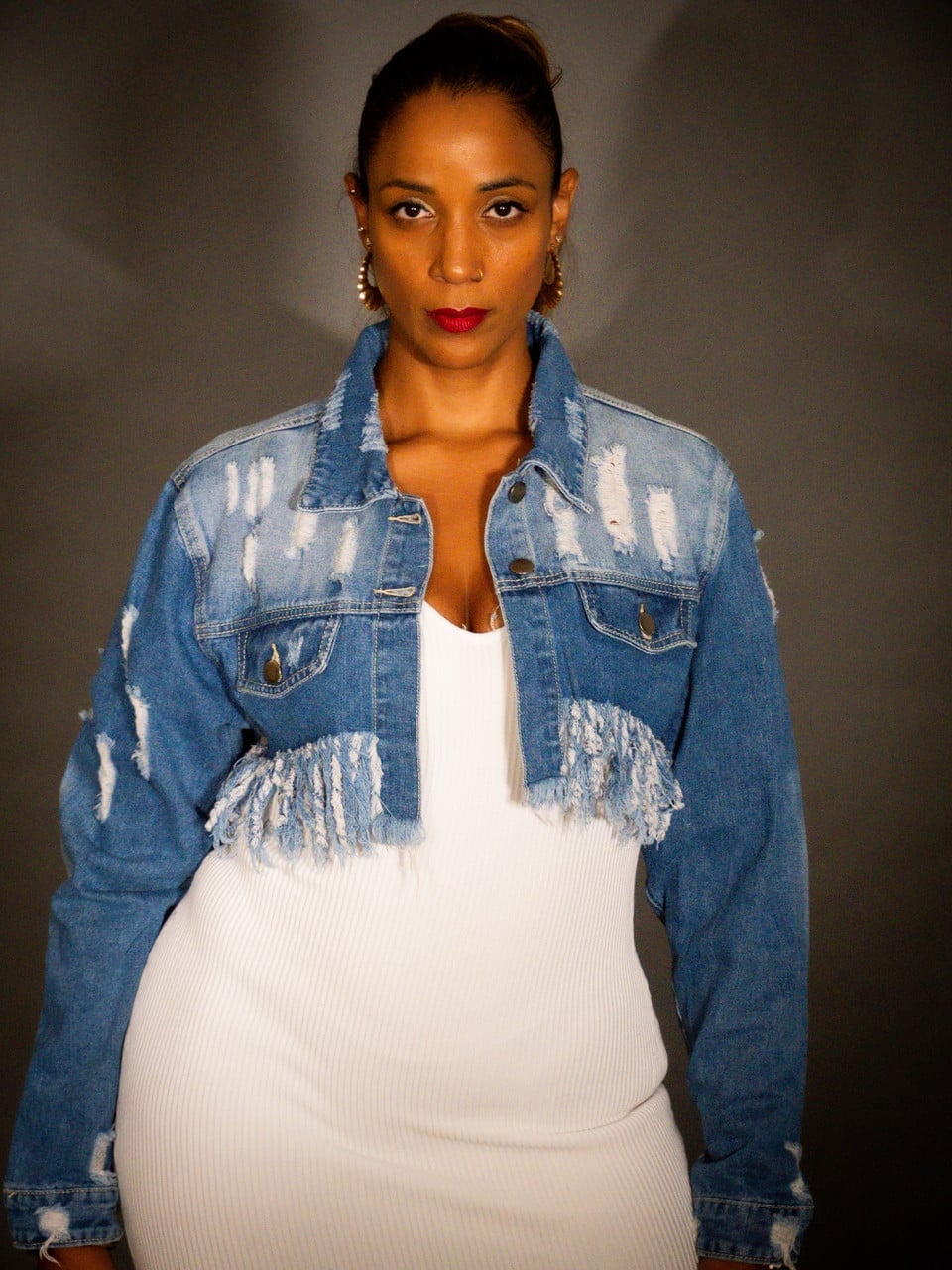 Oversized Distressed Denim Jacket With Turtleneck Oversized Distressed Denim Jacket With Turtleneck — Distressed Denim Jacket Outfits 2027