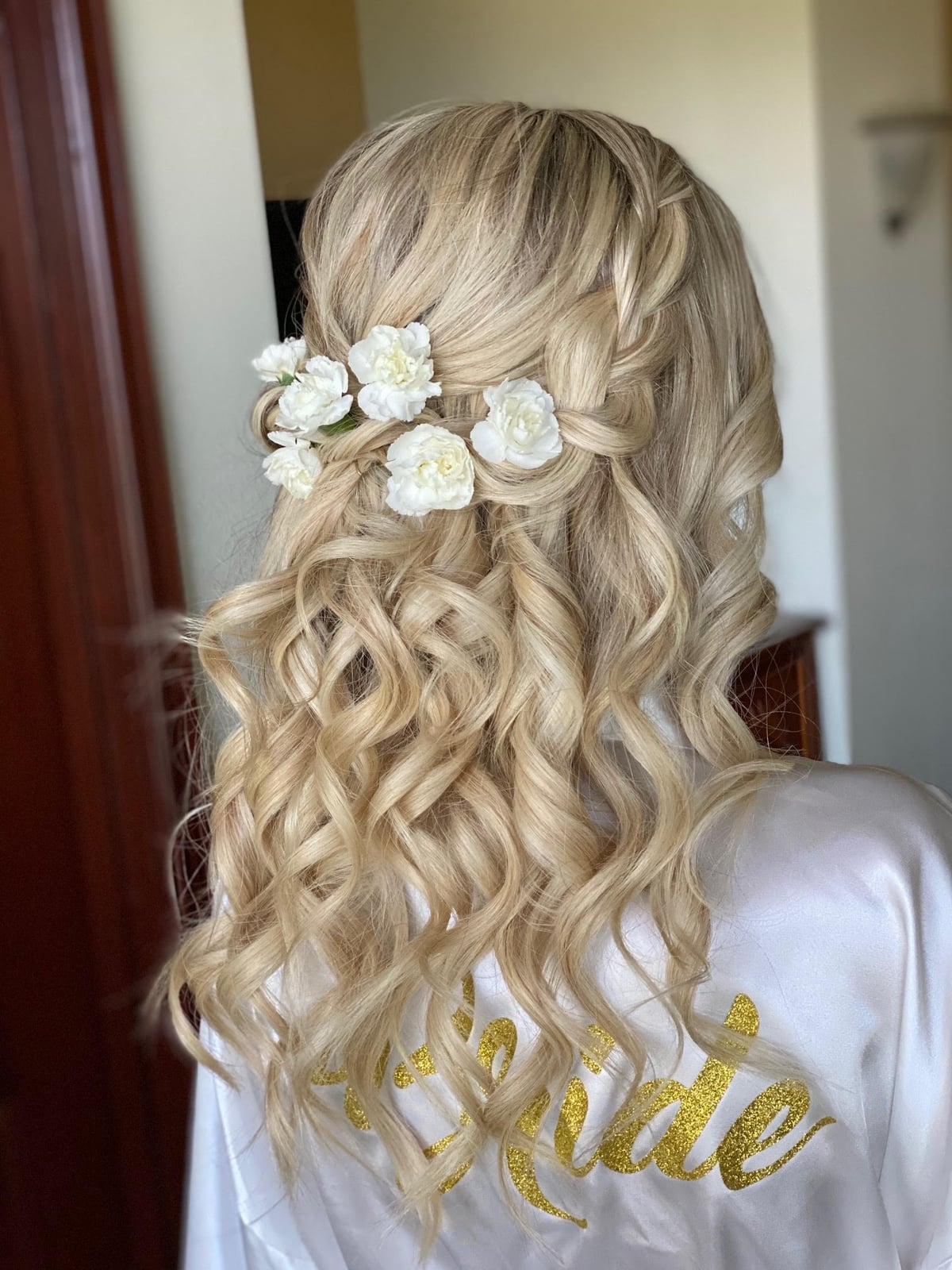 Mid-Back Blonde Braided Updo With Curls, A Woman'S Thick Mid-Back Blonde Braided Updo With Curls, A Woman'S Thick — Down Bachelorette Hairstyles 2027