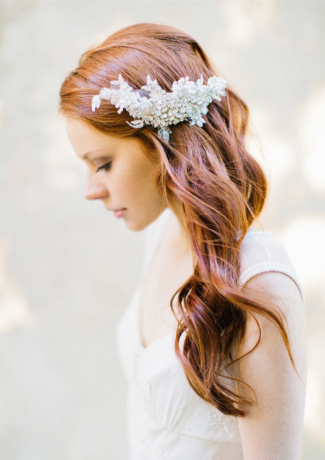 Mid-Back Red Half Up Loose Waves Accessory Mid-Back Red Half Up Loose Waves Accessory — Down Bachelorette Hairstyles 2027