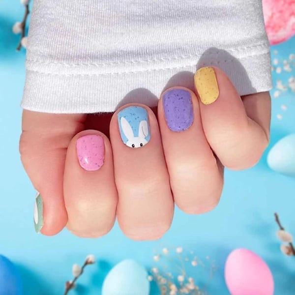 Short Square Pastel Nails with Bunny Face Short Square Pastel Nails with Bunny Face — Easter Egg Nails 2027