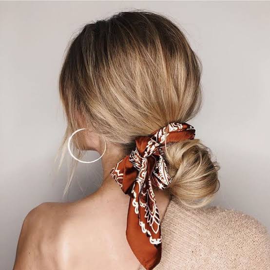 Fine Blonde Low Bun With Silk Scarf — Easy Hairstyles 2027 for Morning