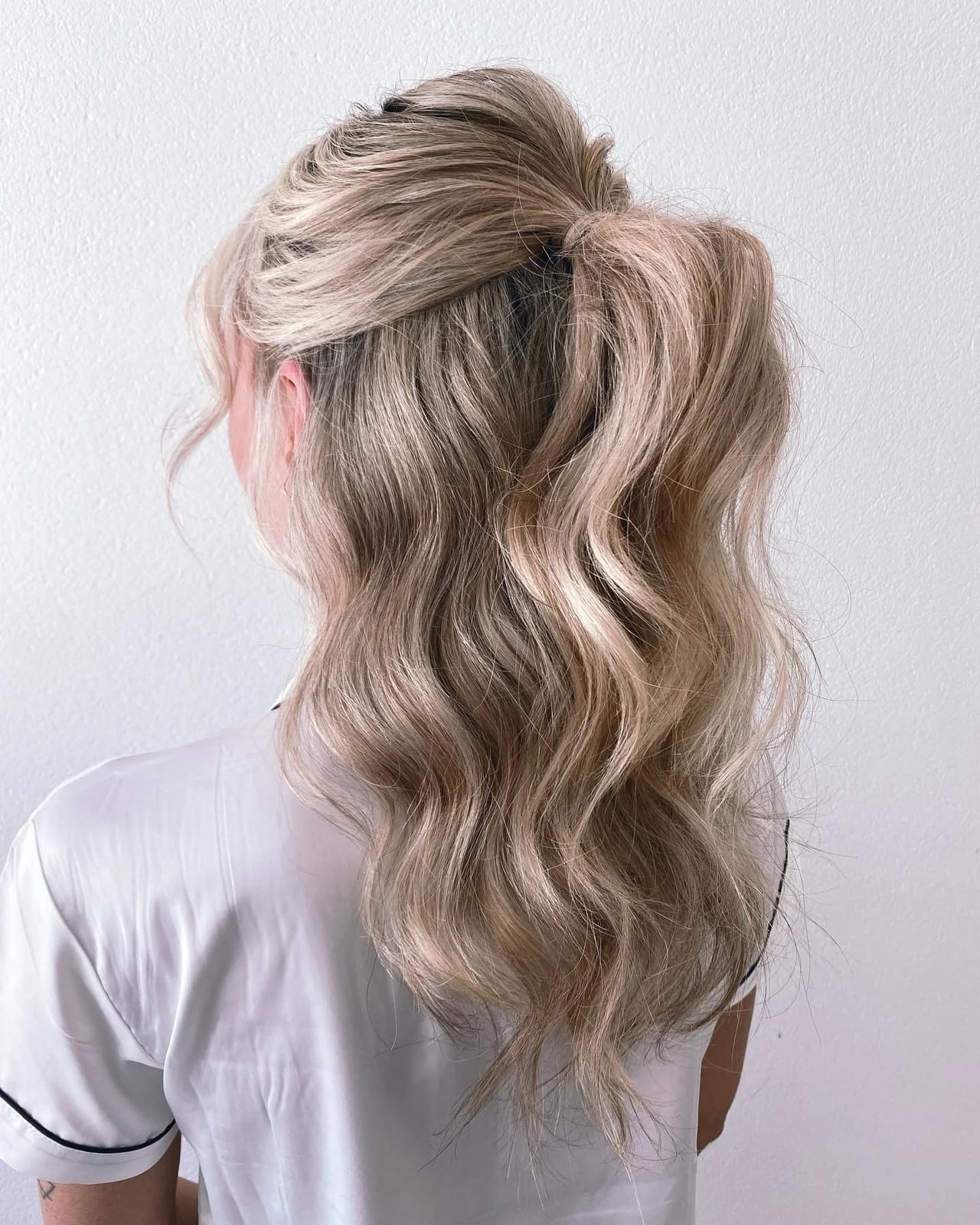 Ash Blonde Mid-Back Voluminous High Ponytail, Wavy — Easy Hairstyles 2027 for Morning