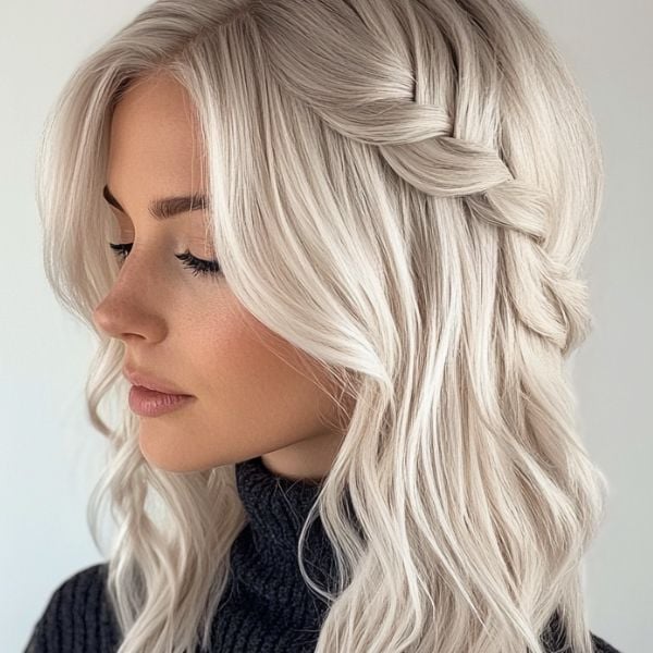 Collarbone Ash Blonde Waves With Braid — Easy Hairstyles 2027 for Morning