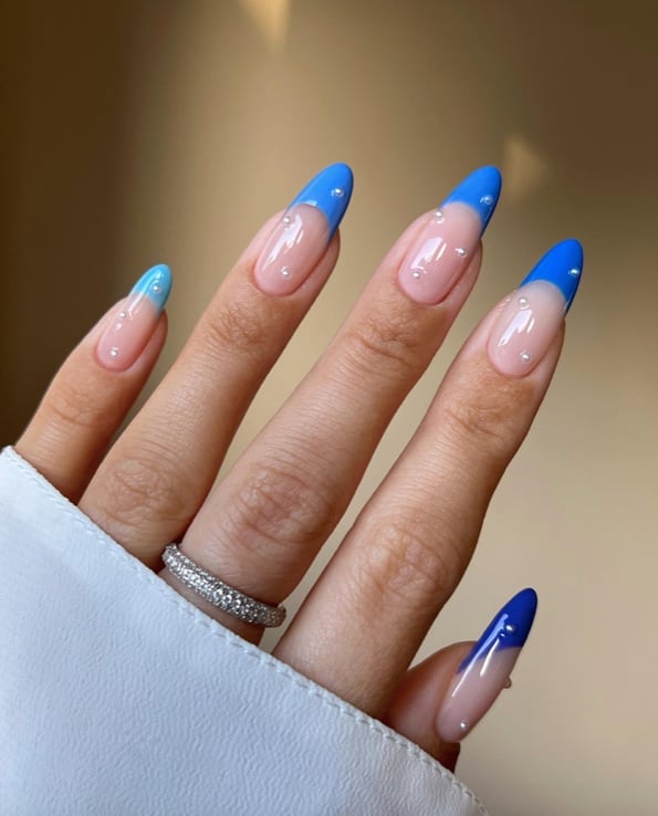 Electric Blue French Tip Long Stiletto Nails Electric Blue French Tip Long Stiletto Nails — Electric Blue Nails 2027