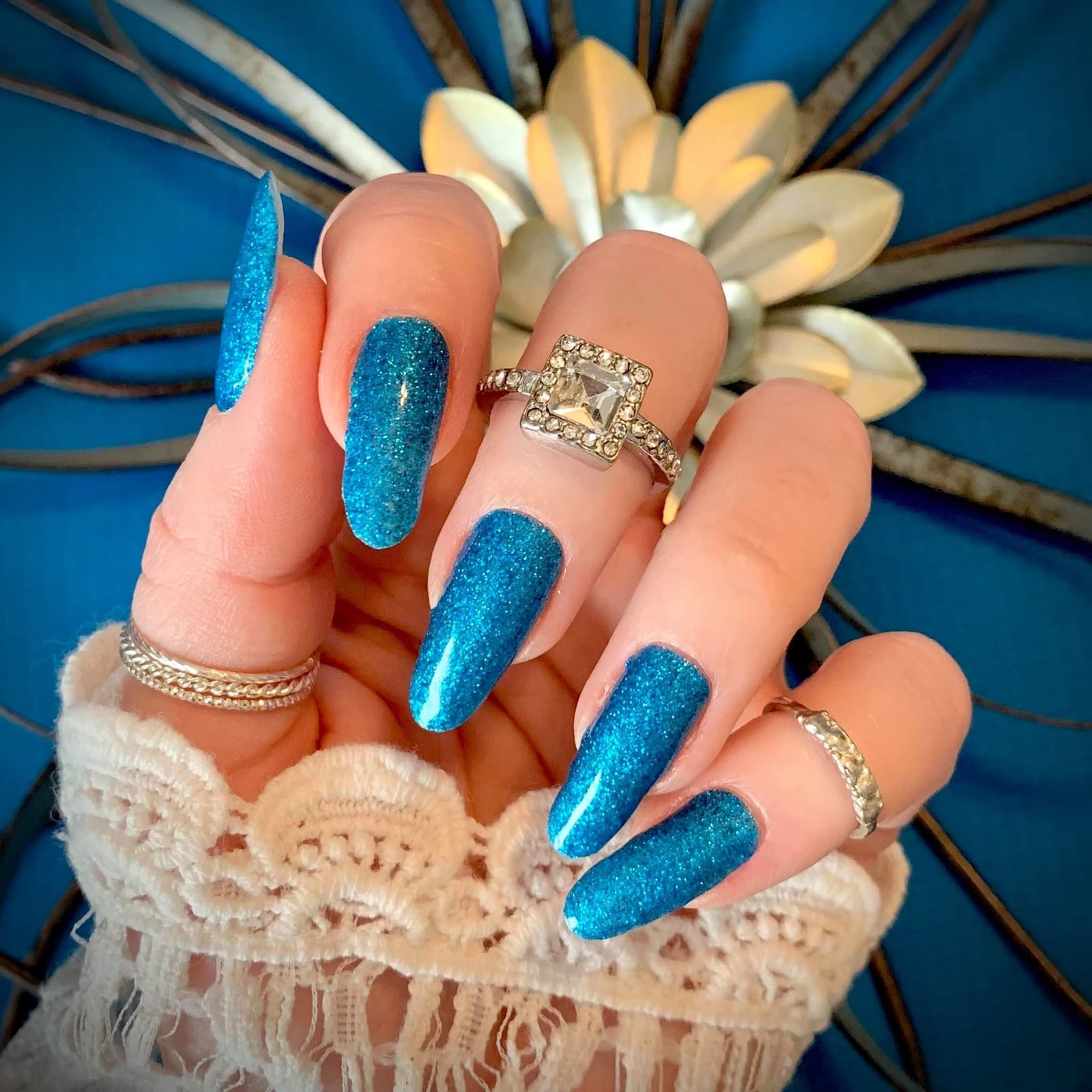 Bright Glitter Electric Blue Long Stiletto Nails Bright Glitter Electric Blue Long Stiletto Nails — Electric Blue Nails 2027