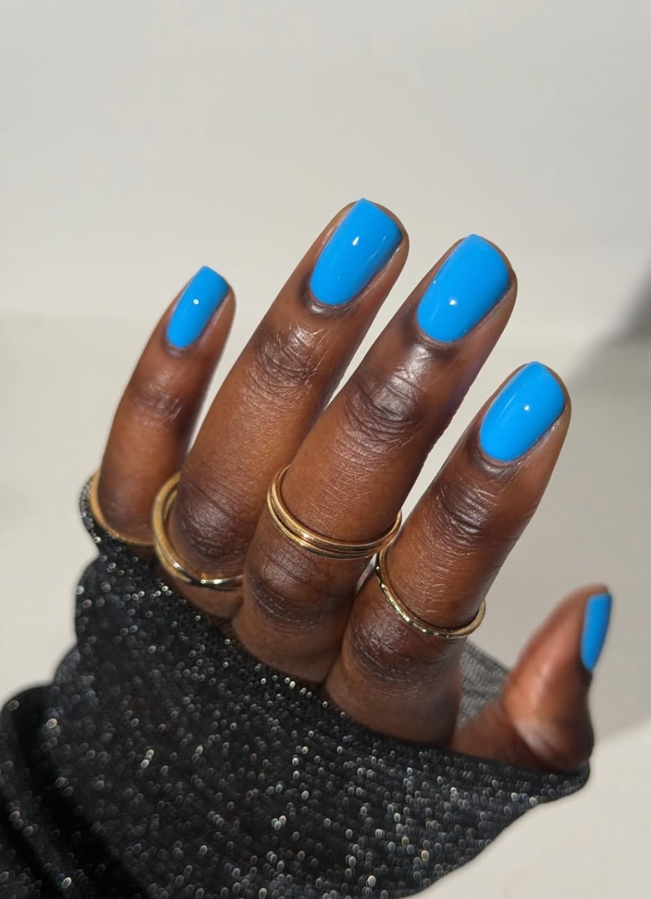 Bright Opaque Electric Blue Short Square Nails, Glossy Bright Opaque Electric Blue Short Square Nails, Glossy — Electric Blue Nails 2027