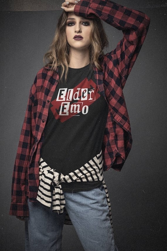 Red Black Plaid Shirt Over Graphic Tee With Denim Red Black Plaid Shirt Over Graphic Tee With Denim — Emo Plaid Outfits 2027