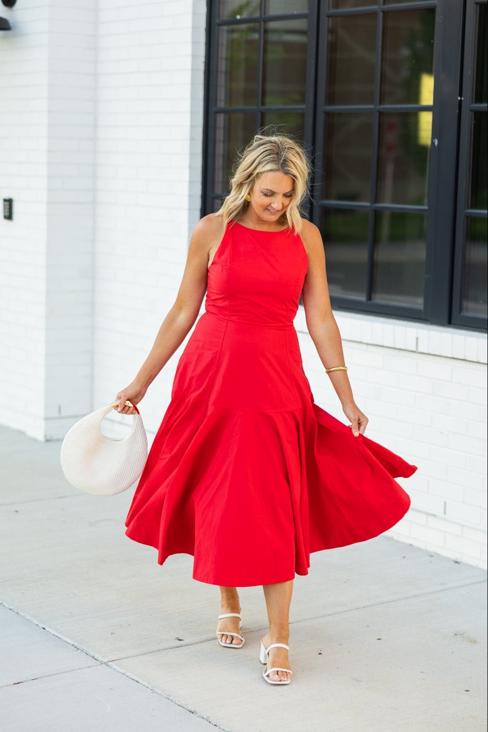Vibrant Red Sleeveless Fit and Flare Midi Dress — Fit and Flare Dresses 2027