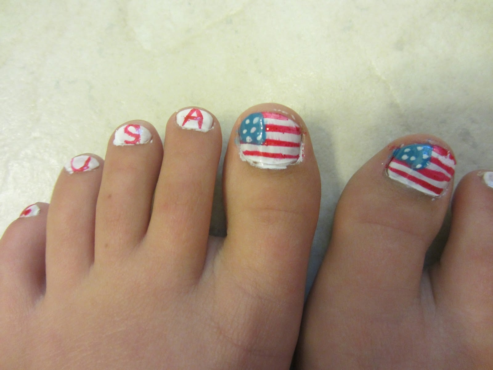 American Flag Big Second Toe Red Accents Child's Toes American Flag Big Second Toe Red Accents Child's Toes — Fourth of July Toe Nails 2027