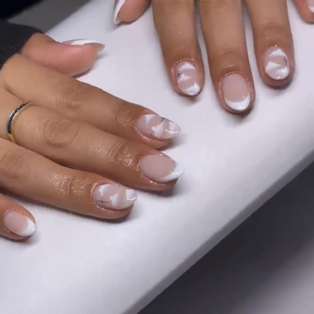 Cloud Pattern on Classic French Short Oval — French Cloud Nails 2027
