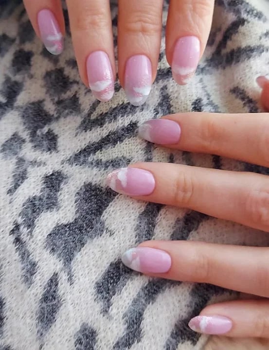 Fluffy Cloud French Tips Medium Oval — French Cloud Nails 2027