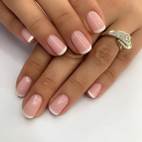 Soft Pink Base Classic White Tip Short Square Nails Soft Pink Base Classic White Tip Short Square Nails — French Tip Nails 2027 for Chubby Fingers