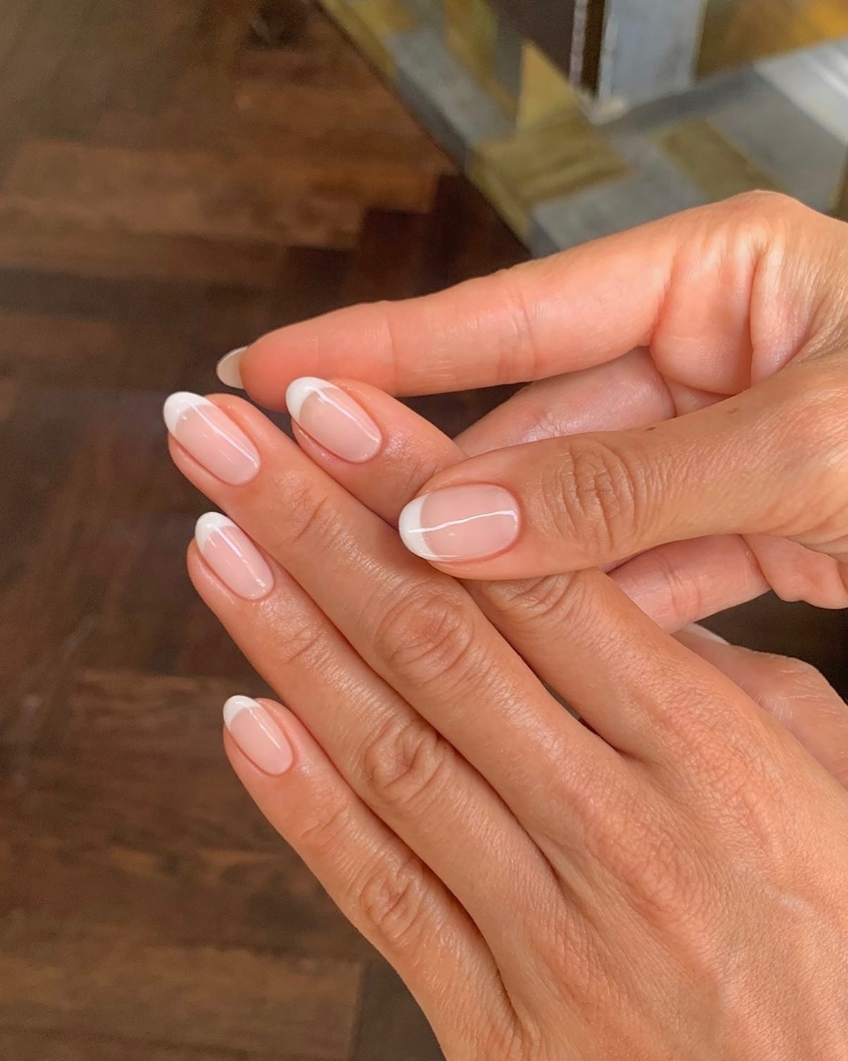 Delicate White Tip Medium Oval French Nails Delicate White Tip Medium Oval French Nails — French Tip Nails 2027 for Chubby Fingers
