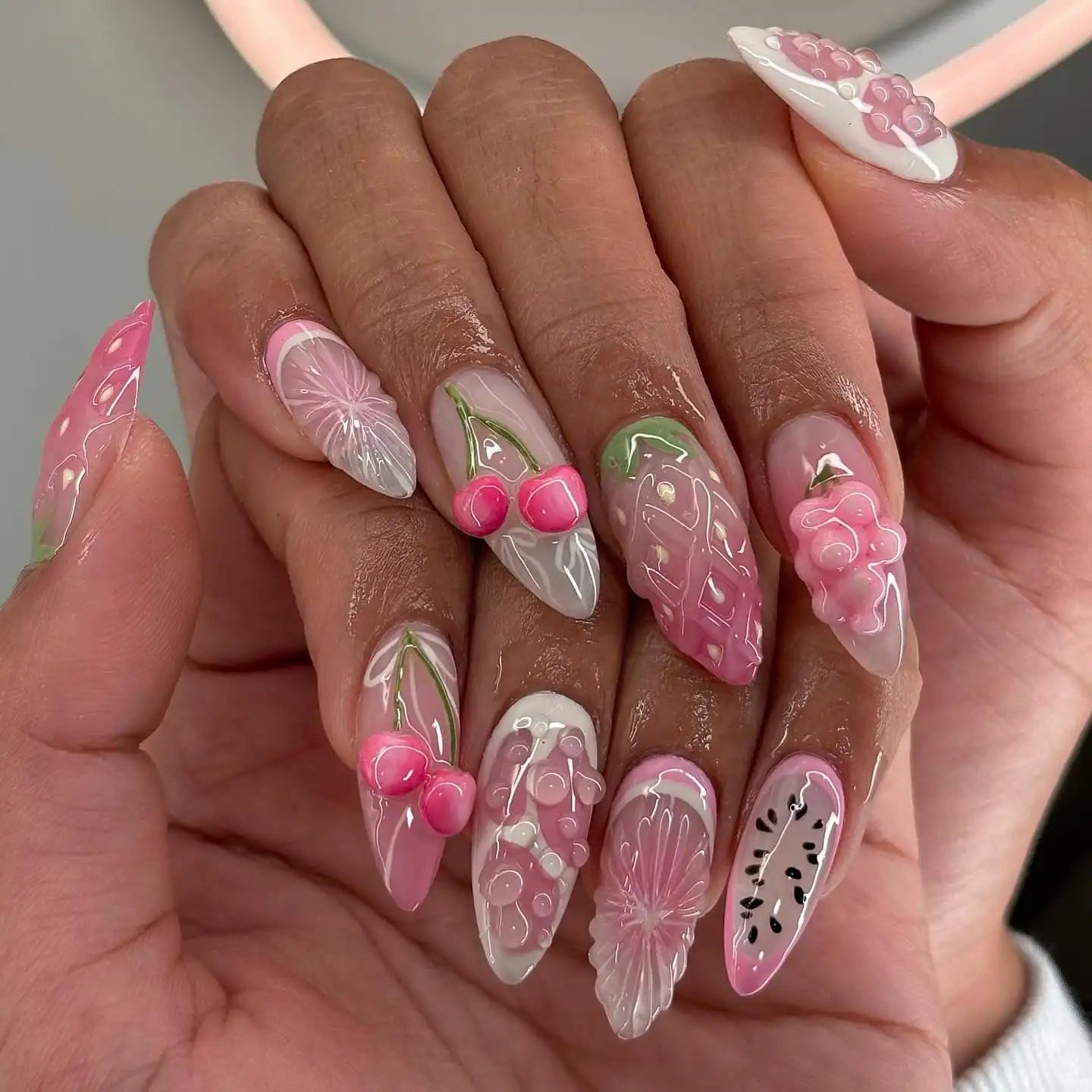 Long Stiletto 3D Fruit Embellishments, Glossy Long Stiletto 3D Fruit Embellishments, Glossy — Fruit Nails 2027