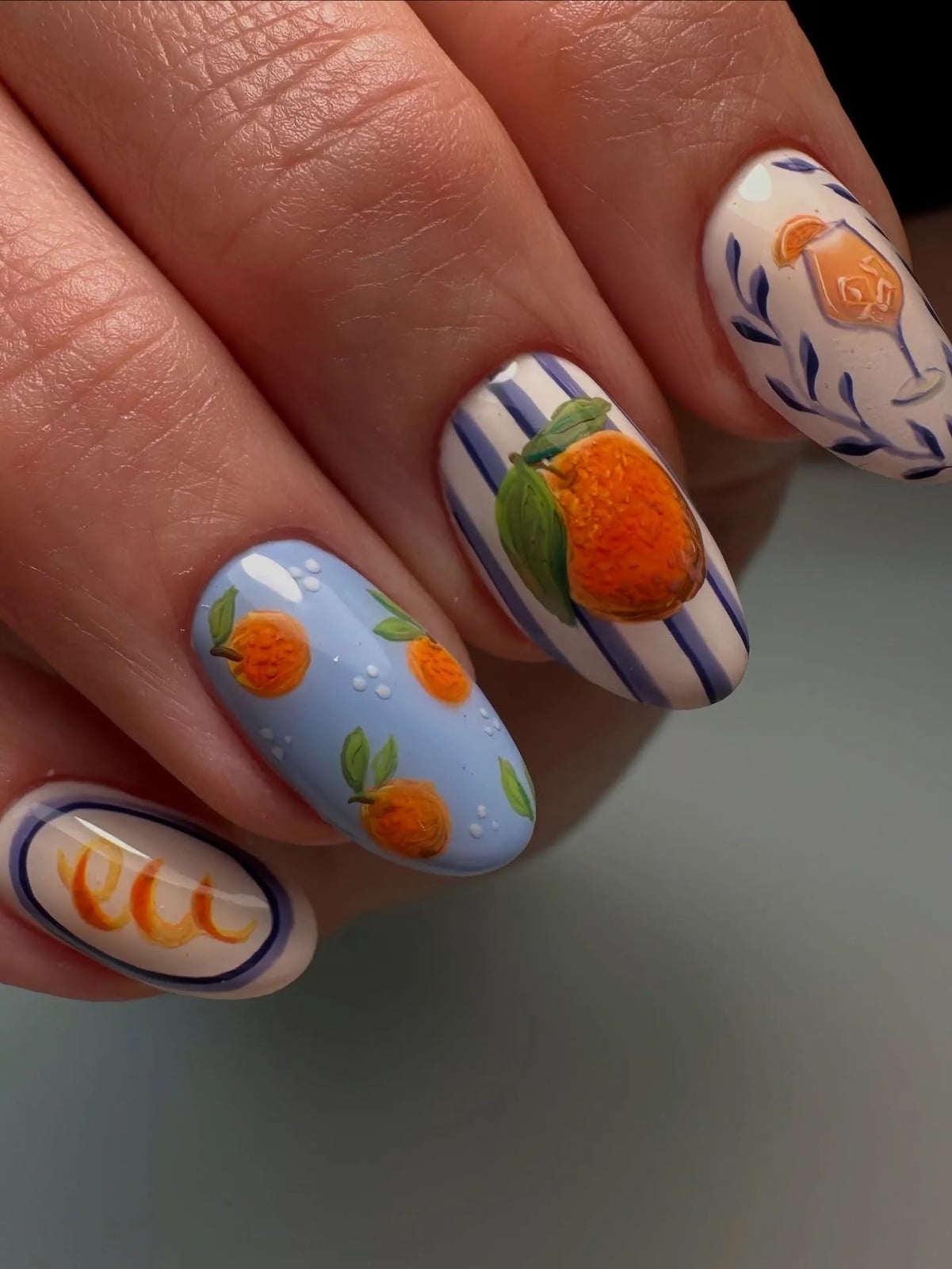 Short Oval Mediterranean Citrus Nails Short Oval Mediterranean Citrus Nails — Fruit Nails 2027