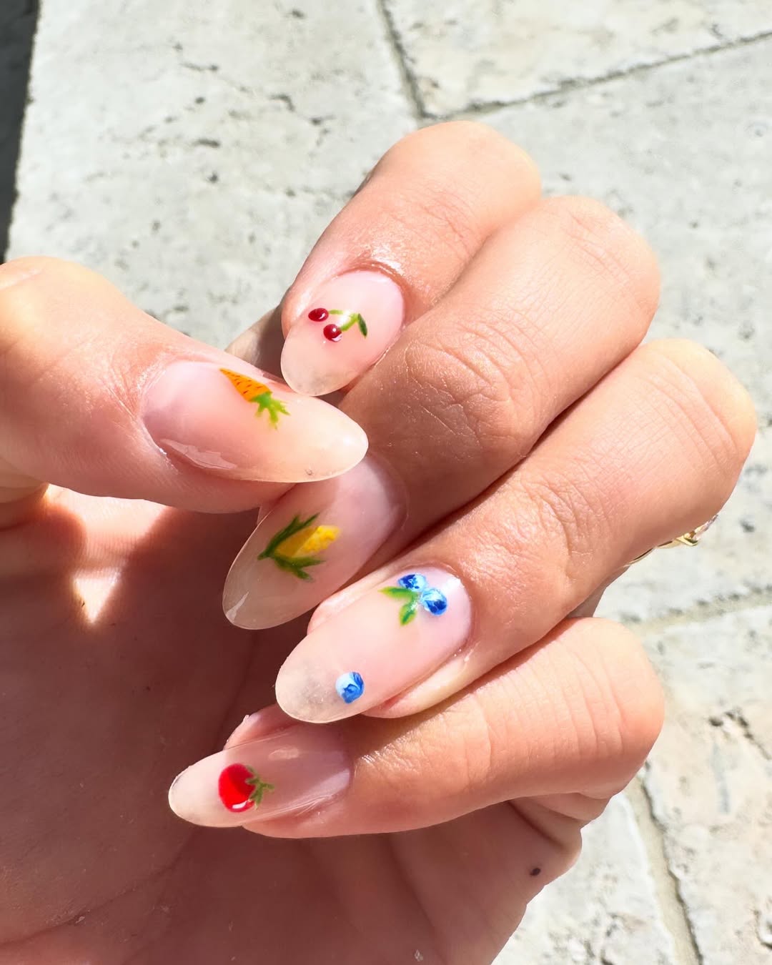 Medium Almond Delicate Single Fruit Art Medium Almond Delicate Single Fruit Art — Fruit Nails 2027
