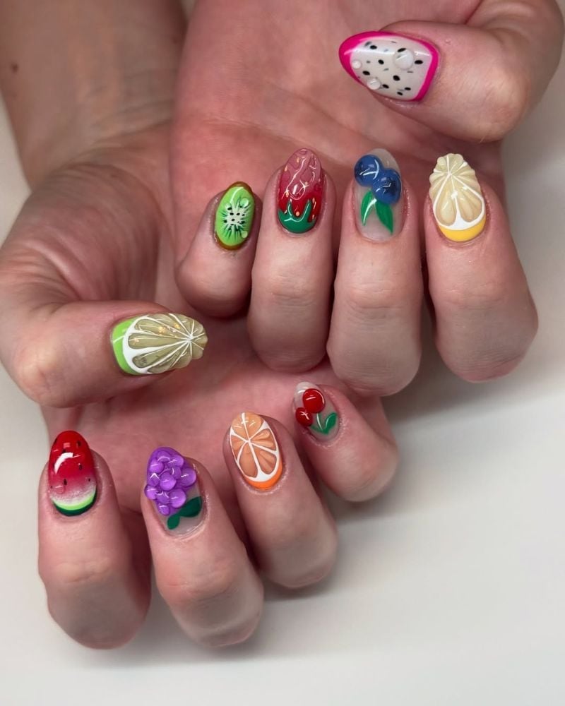 Medium Almond Detailed Fruit Illustrations Medium Almond Detailed Fruit Illustrations — Fruit Nails 2027