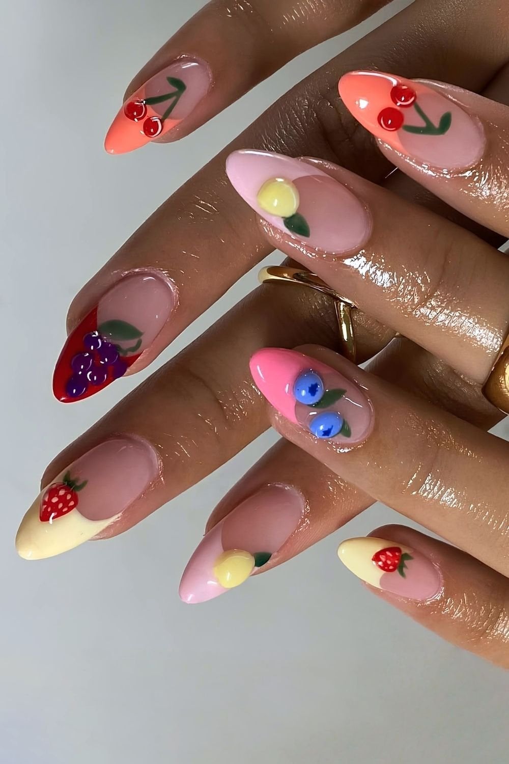 Medium Almond French Tip Fruit Details Medium Almond French Tip Fruit Details — Fruit Nails 2027