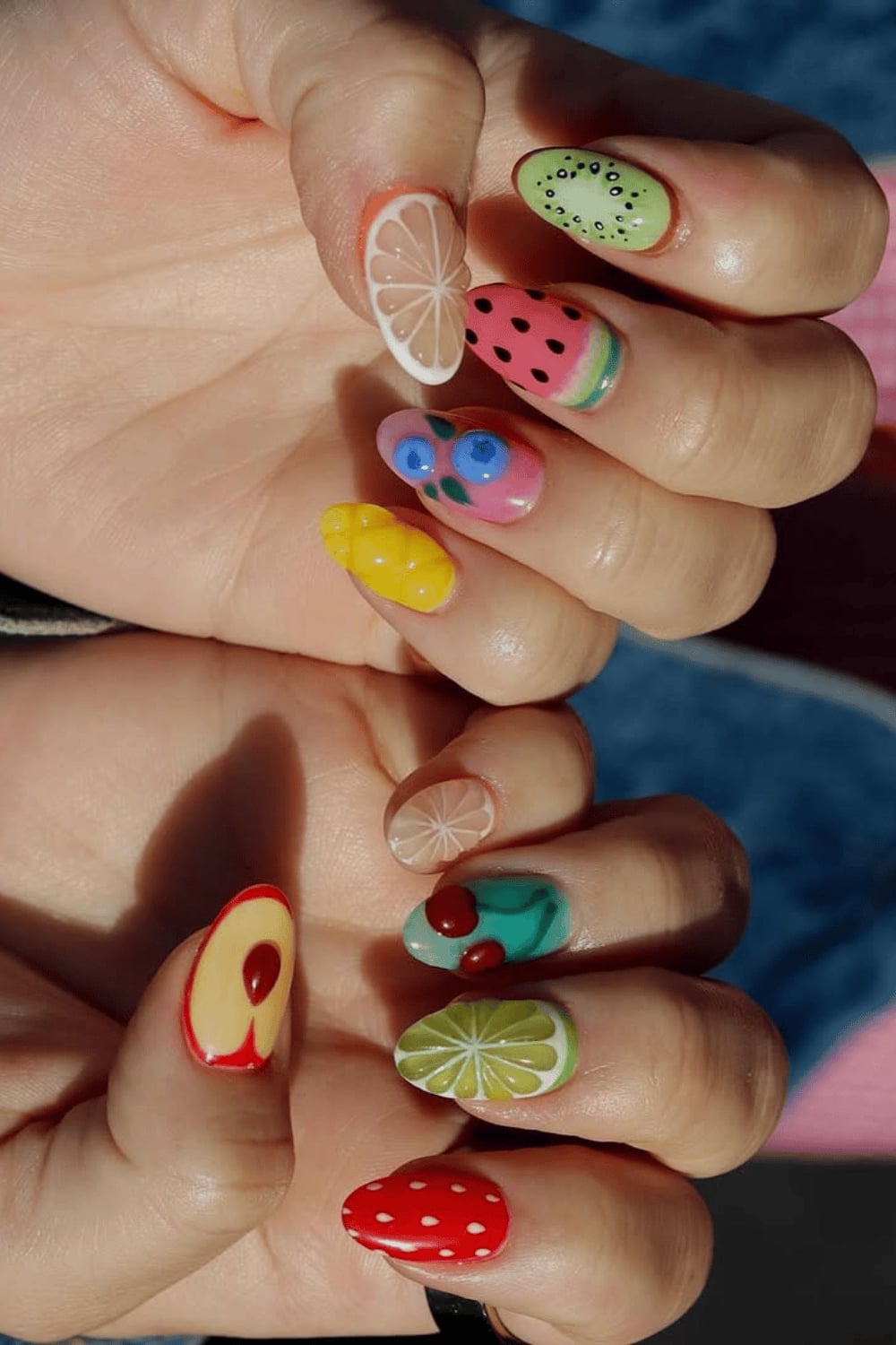 Medium Almond Realistic Fruit Designs Medium Almond Realistic Fruit Designs — Fruit Nails 2027