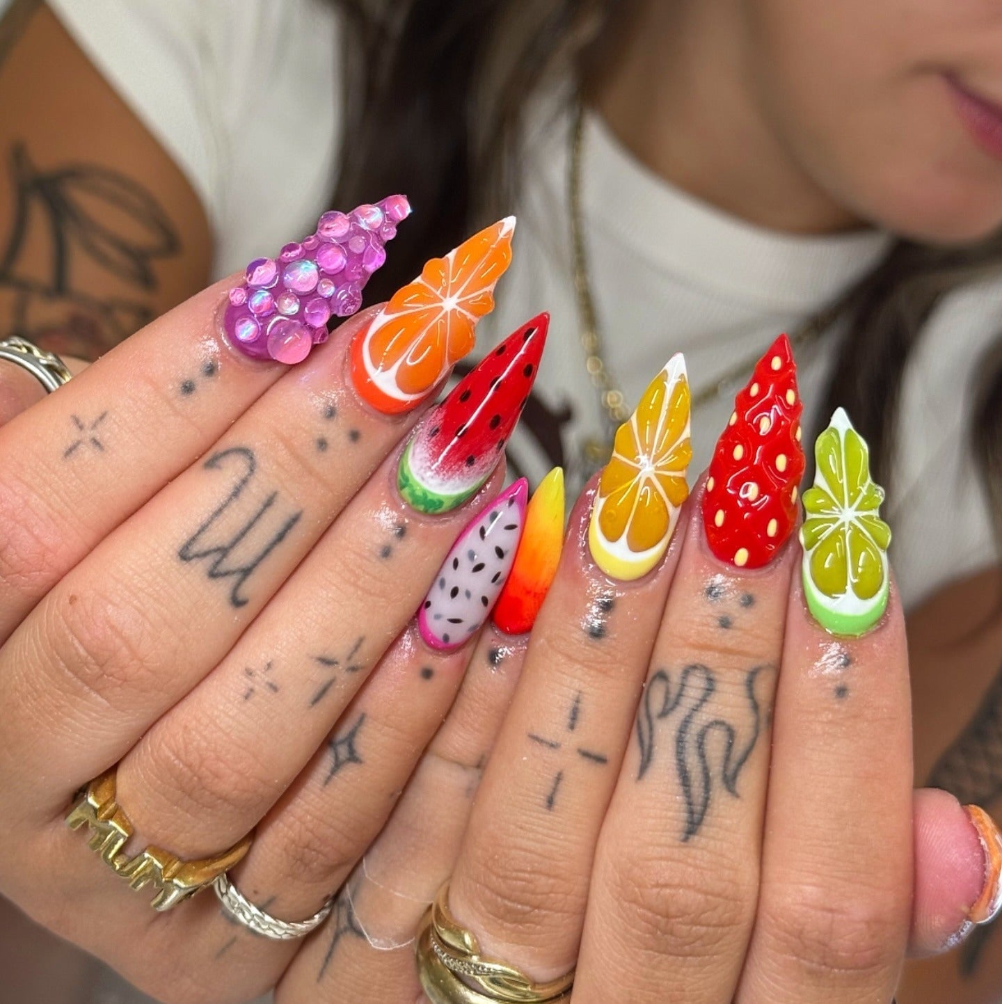 Long Stiletto Realistic 3D Fruit Long Stiletto Realistic 3D Fruit — Fruit Nails 2027