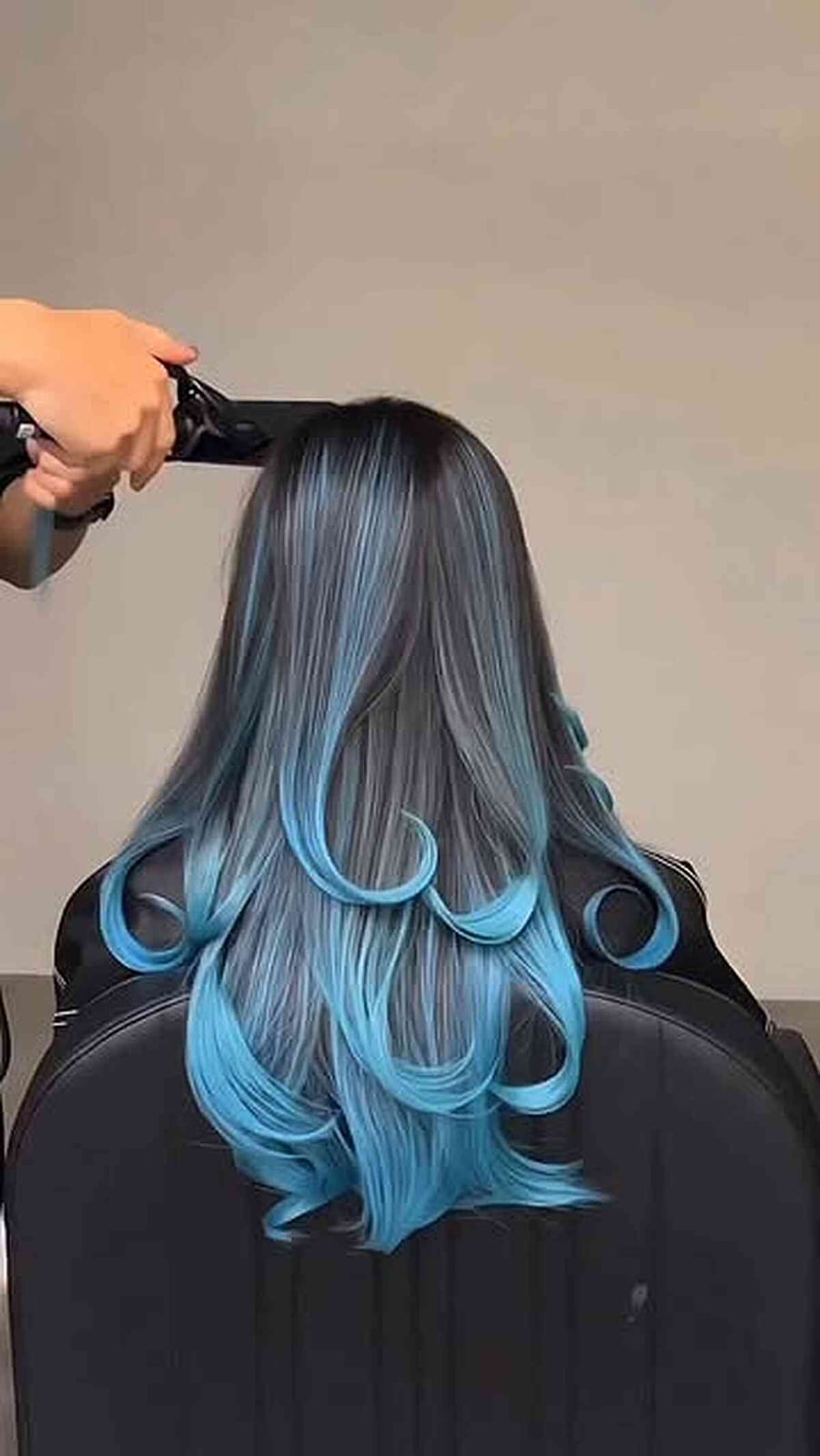 Mid-Back Curls With Vibrant Blue Balayage Mid-Back Curls With Vibrant Blue Balayage — Fun Hair Color Pastel 2027
