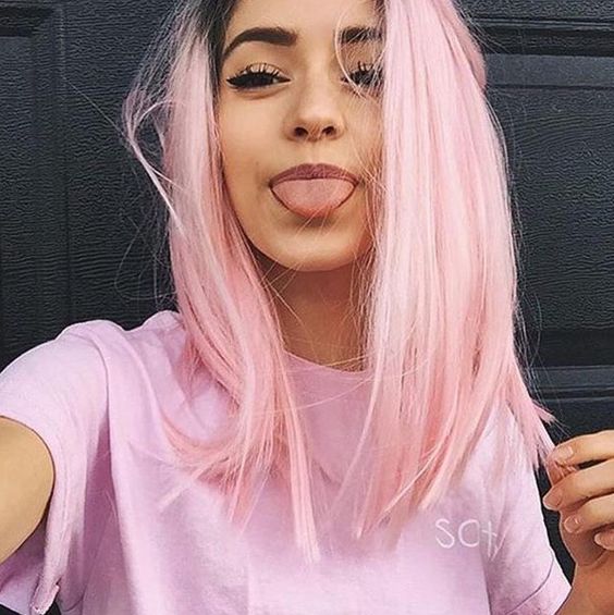 Chin Length Lob In Soft Pastel Pink Chin Length Lob In Soft Pastel Pink — Fun Hair Color Pastel 2027
