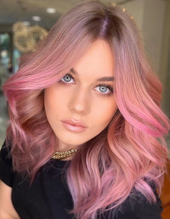 Collarbone Layers In Soft Pastel Pink Collarbone Layers In Soft Pastel Pink — Fun Hair Color Pastel 2027