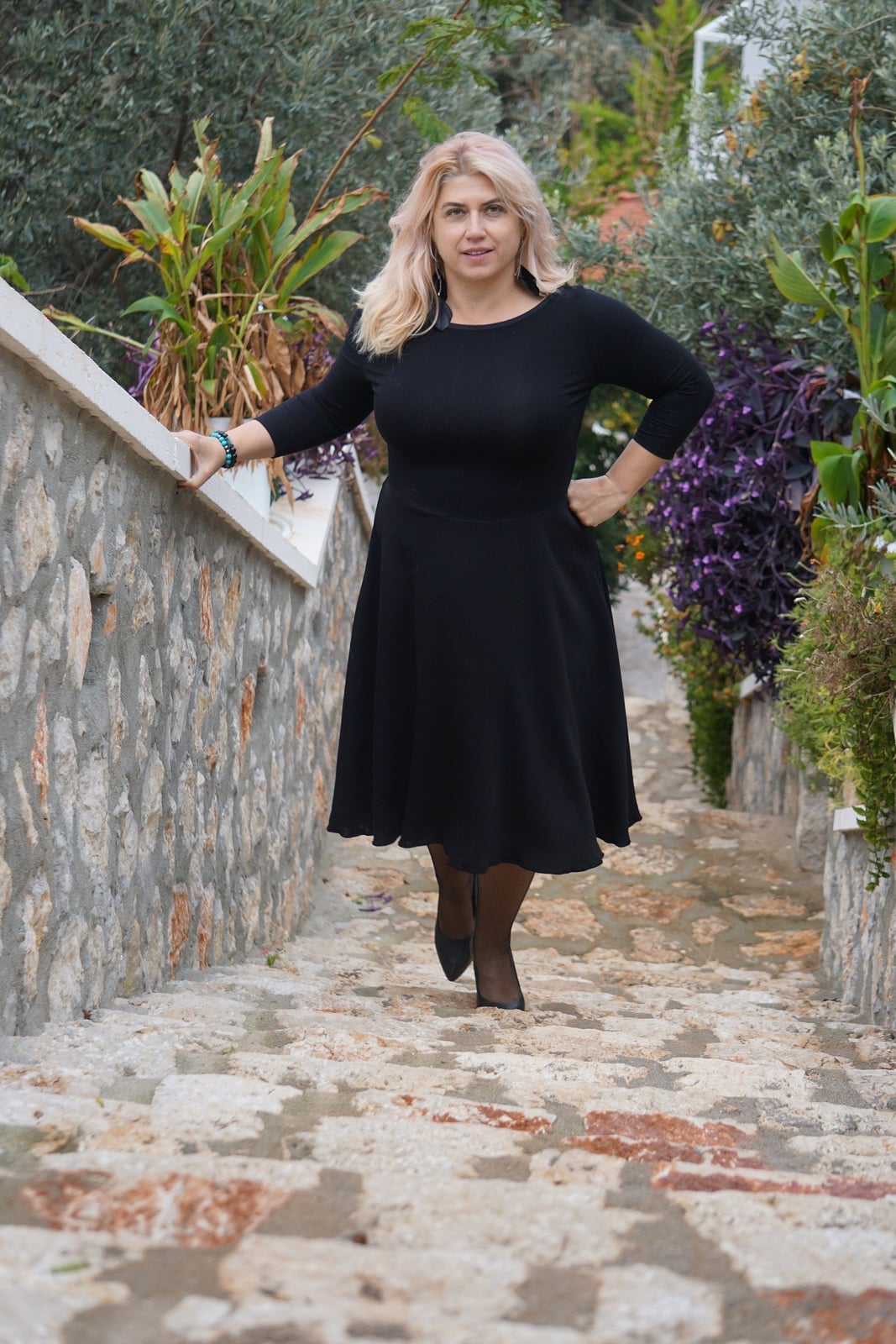 Black Jersey Knit Fit-and-Flare Dress Black Jersey Knit Fit-and-Flare Dress — Funeral Dresses 2027