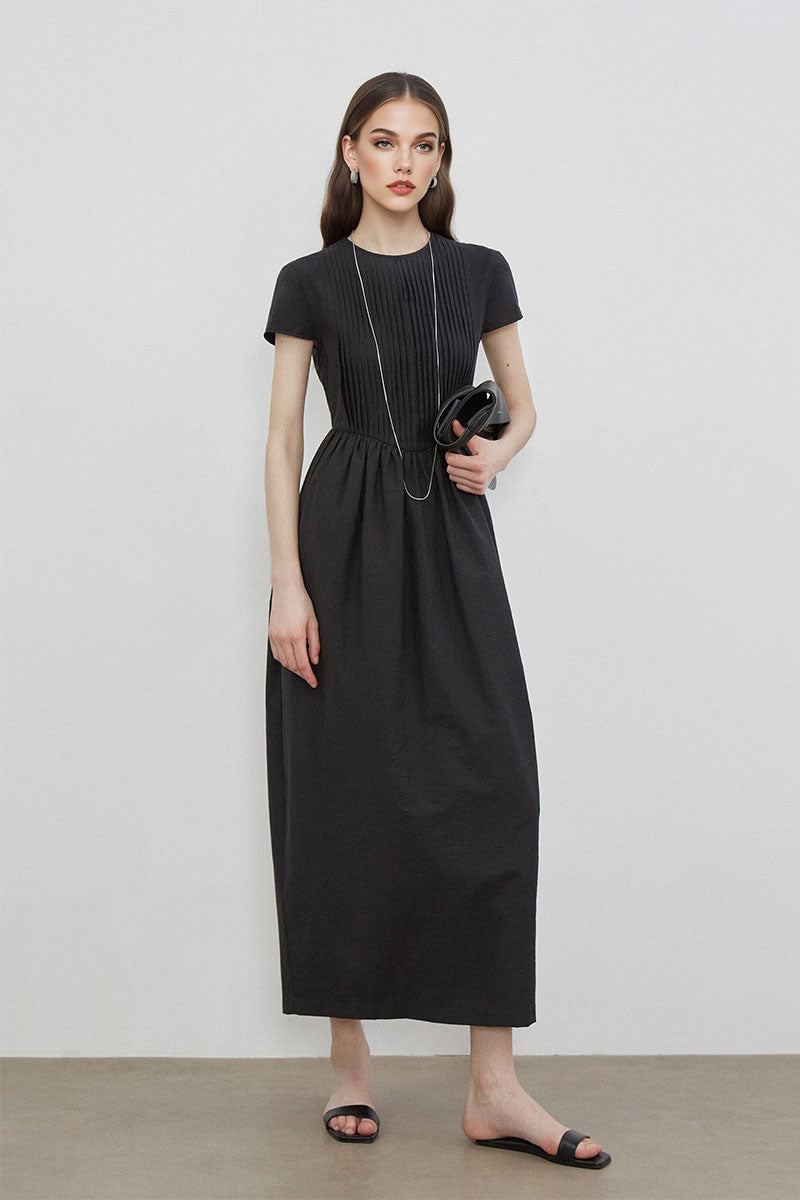 Navy Blue Tailored Midi Dress Navy Blue Tailored Midi Dress — Funeral Dresses 2027