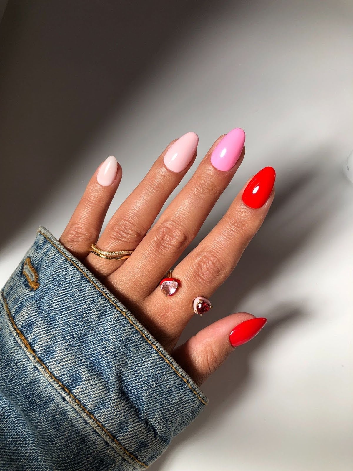 Medium Square Modern French Tips with Heart Accents Medium Square Modern French Tips with Heart Accents — Galentines Nails 2027