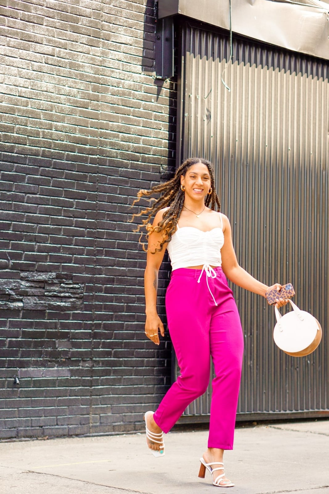 Hot pink wide-leg trousers with bustier top — Girls Night Out Outfits 2027