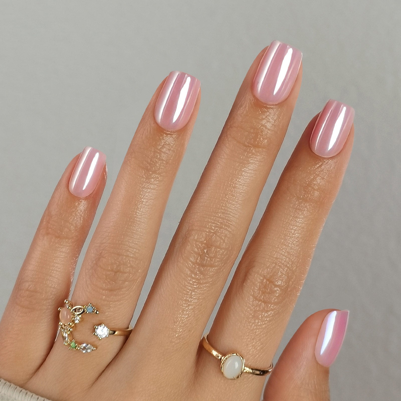 Glazed Donut Light Pink Short Square Press On Nails