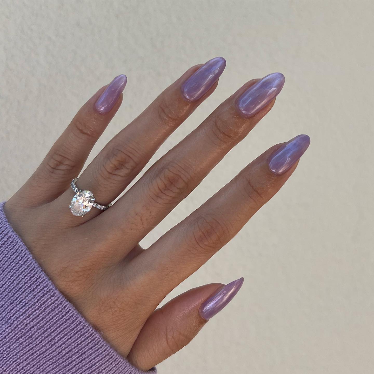 Medium Almond Light Purple Pearlescent Nails Medium Almond Light Purple Pearlescent Nails — Glazed Donut Nails 2027
