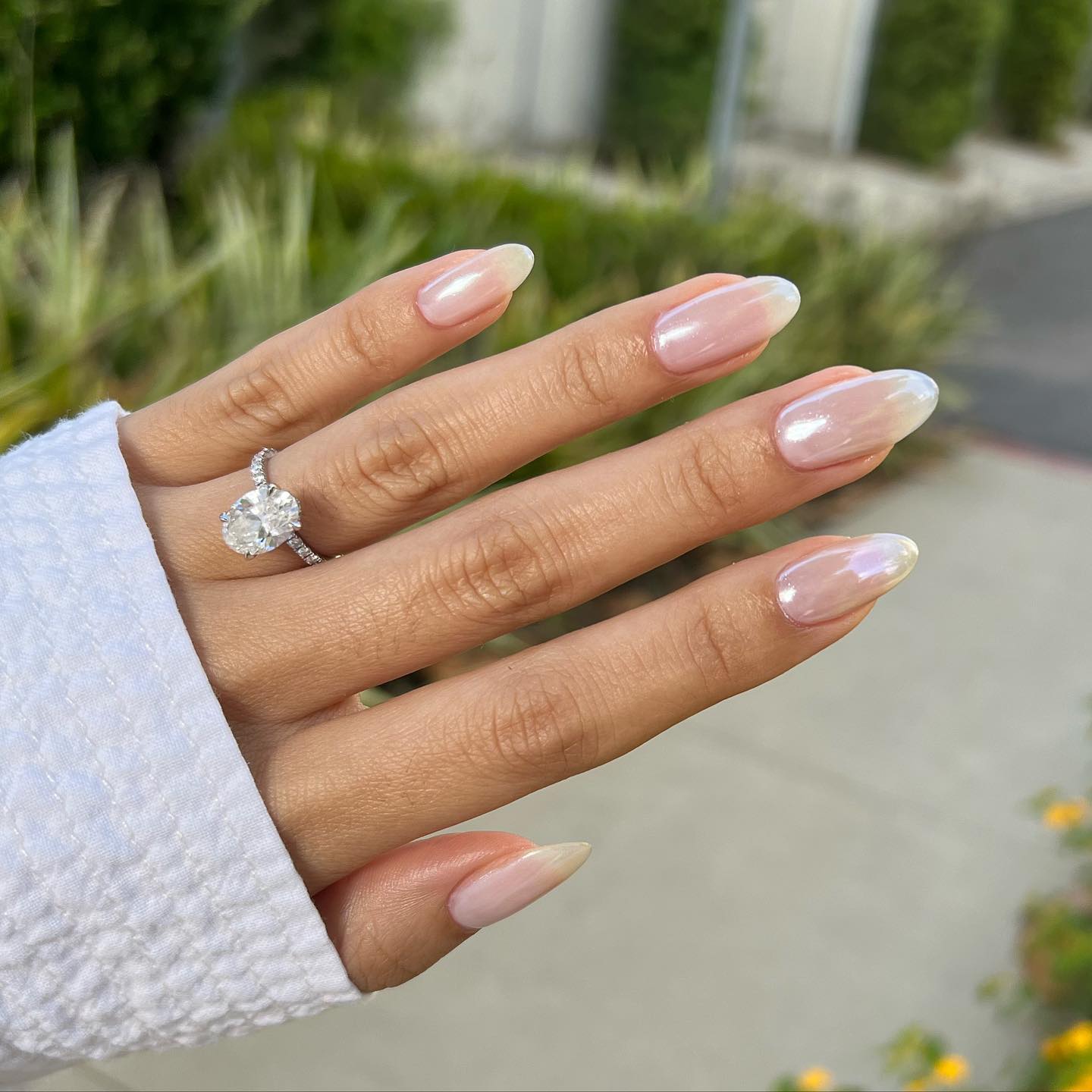 Medium Almond Sheer Nude Pearlescent Nails Medium Almond Sheer Nude Pearlescent Nails — Glazed Donut Nails 2027