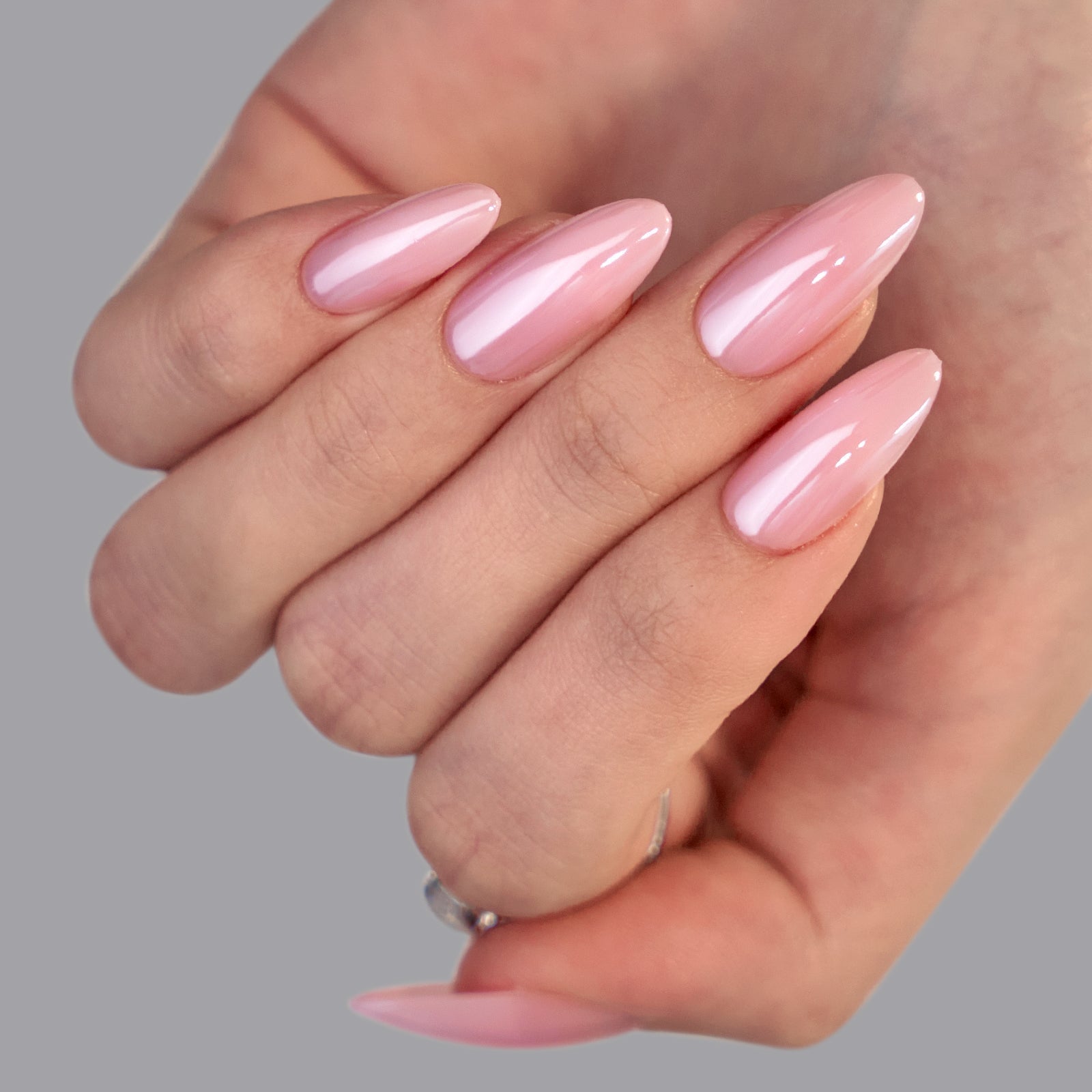 Medium Almond Pale Pink Pearlescent Nails Medium Almond Pale Pink Pearlescent Nails — Glazed Donut Nails 2027