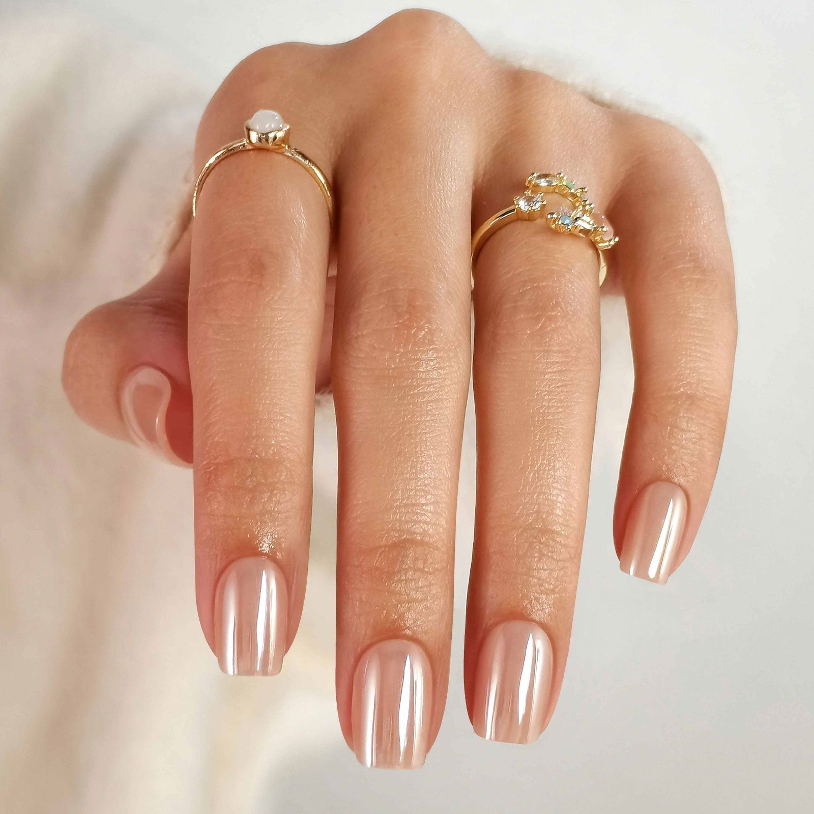 Short Square Nude Chrome Nails Short Square Nude Chrome Nails — Glazed Donut Nails 2027