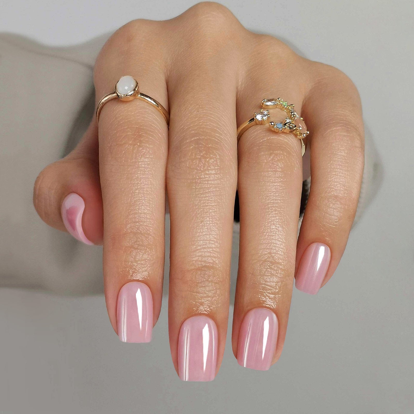 Short Square Pearlescent Pink Nails Short Square Pearlescent Pink Nails — Glazed Donut Nails 2027