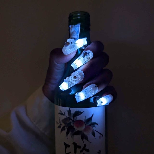White Internal Light Long Coffin Nails White Internal Light Long Coffin Nails — Glow Rave Nails 2027