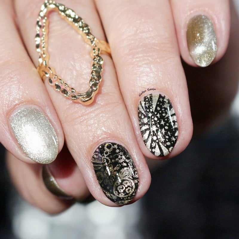 Champagne Gold Silver And Black Stamping Champagne Gold Silver And Black Stamping — Gold Stamping Nails 2027