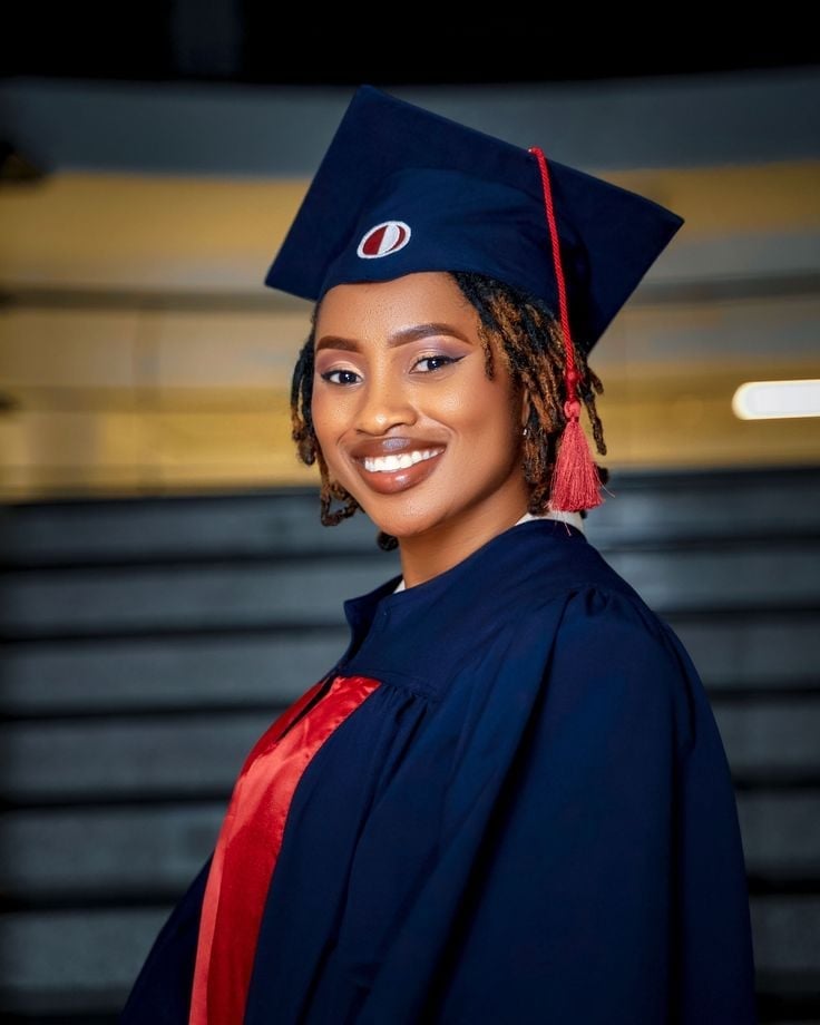 Dark Brown Locs Styled Forward Dark Brown Locs Styled Forward — Graduation Hairstyles 2027 with Cap
