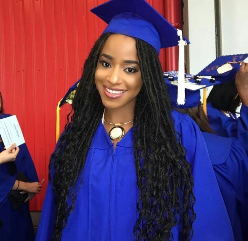Loose Black Coily Locs Mid-Back Length Loose Black Coily Locs Mid-Back Length — Graduation Hairstyles 2027 with Cap