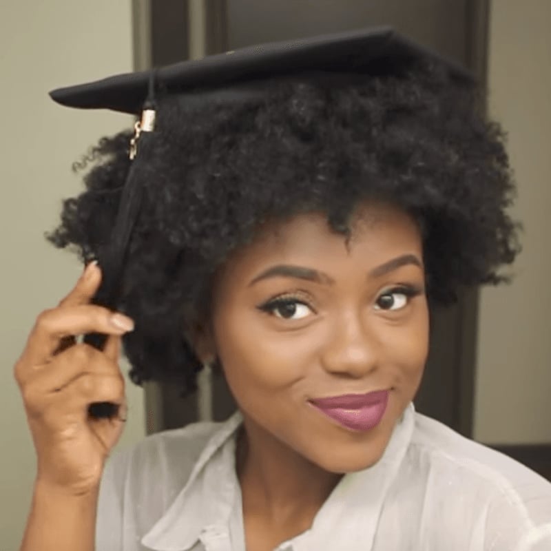 Air Dried Black Curly Hair Air Dried Black Curly Hair — Graduation Hairstyles 2027 with Cap
