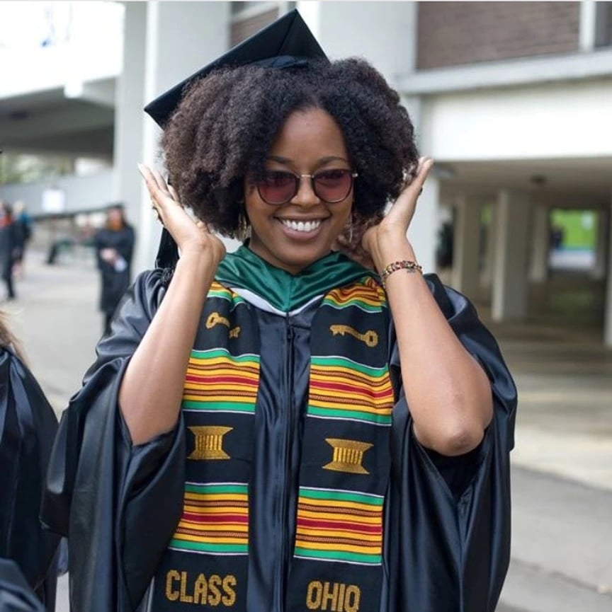 Shoulder Length Natural Black Curls Shoulder Length Natural Black Curls — Graduation Hairstyles 2027 with Cap