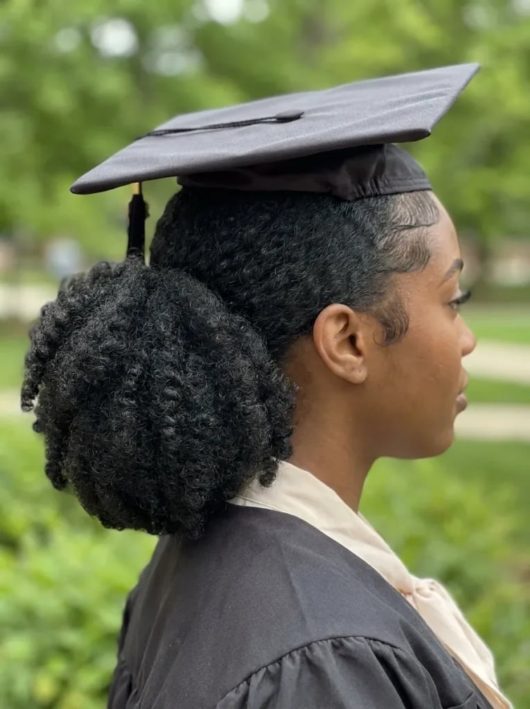 Thick Black Curly Ponytail Thick Black Curly Ponytail — Graduation Hairstyles 2027 with Cap