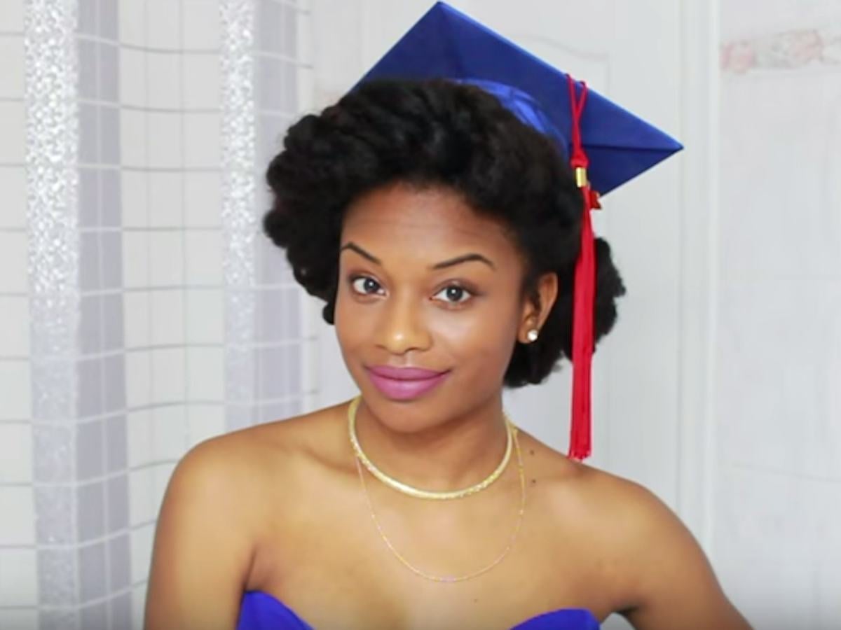 Voluminous Black Coily Updo Voluminous Black Coily Updo — Graduation Hairstyles 2027 with Cap