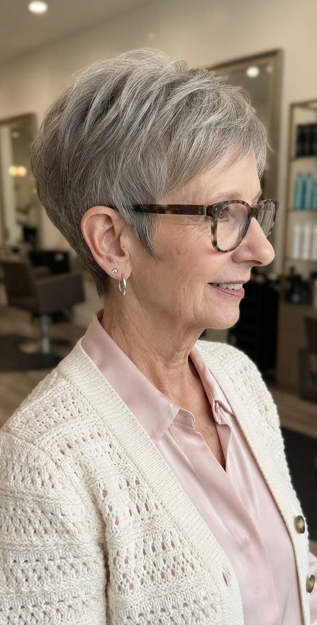 Smooth Soft Gray Pixie With Rounded Shape Smooth Soft Gray Pixie With Rounded Shape — Gray Pixie 2027