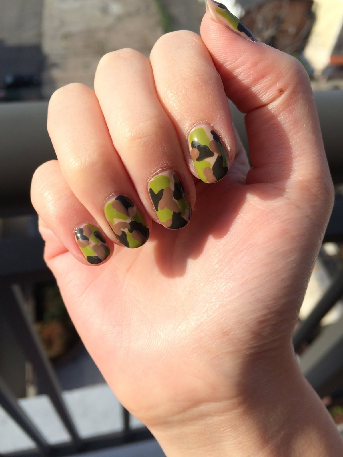 Matte Green Khaki Black Beige Camouflage Oval Nails, Close-Up Take Matte Green Khaki Black Beige Camouflage Oval Nails, Close-Up Take — Green Camo Nails 2027