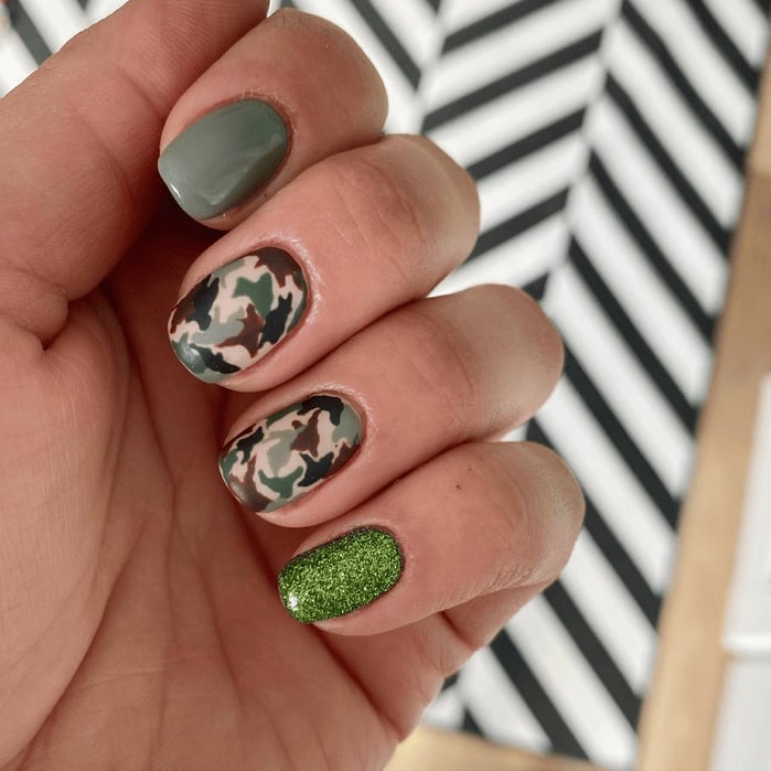 Matte Green Khaki Black Beige Camouflage Oval Nails Matte Green Khaki Black Beige Camouflage Oval Nails — Green Camo Nails 2027