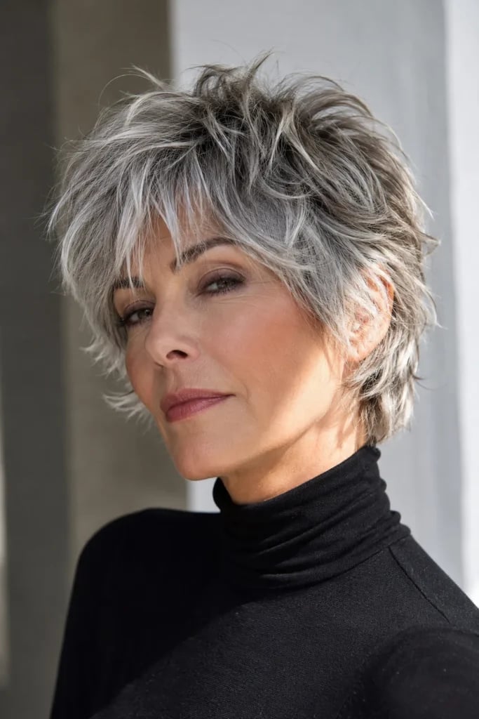 Chin Length Choppy Shag With Fringe Chin Length Choppy Shag With Fringe — Haircuts 2027 for Women Over 60